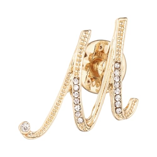PATIKIL Rhinestone Letter Reversnadeln Initialen Alphabet Kragennadeln Letter Broschen Für Damen Herren Hemd Kleidung Anzüge Mantelkragen Goldton Letter m von PATIKIL