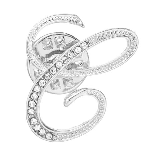 PATIKIL Rhinestone Letter Reversnadeln Initialen Alphabet Kragennadeln Letter Broschen Für Frauen Männer Hemd Kleidung Anzug Mantel Kragen Silberfarbe Letter C von PATIKIL