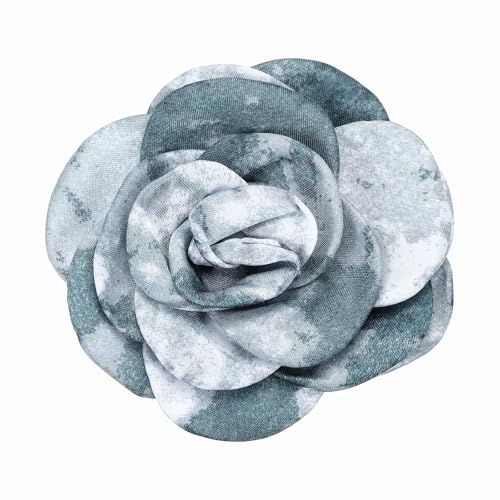 PATIKIL Rose Flower Brooch Elegante Florale Brosche Zarter Satinstoff Camellia Corsage Reversnadeln Für Frauen Hochzeitsparty Tanzgeschenk Kleider Anzug Kleid Hut Accessoires Blau von PATIKIL