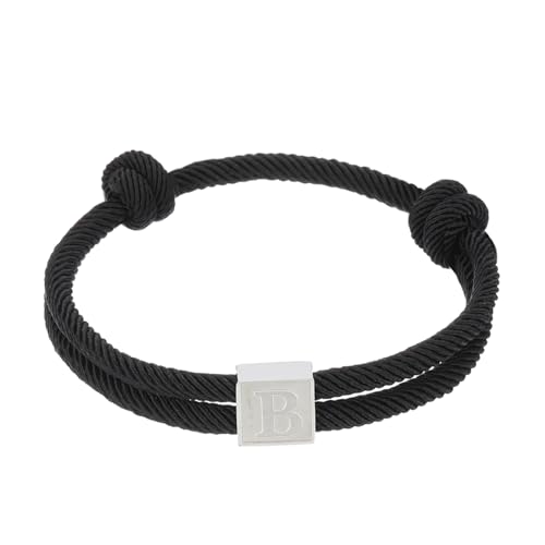 PATIKIL Seil Initial Armband, Buchstabe B Handgefertigtes Geflochtenes Armband Verstellbare Armbänder 26 Buchstaben A-Z mit Box für Männer Frauen Valentinstag Schmuck Geschenke, Schwarz von PATIKIL