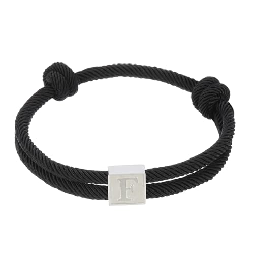 PATIKIL Seil Initial Armband, Buchstabe F Handgefertigtes Geflochtenes Armband Verstellbare Armbänder 26 Buchstaben A-Z mit Box für Männer Frauen Valentinstag Schmuck Geschenke, Schwarz von PATIKIL