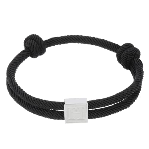 PATIKIL Seil Initial Armband, Buchstabe H Handgefertigtes Geflochtenes Armband Verstellbare Armbänder 26 Buchstaben A-Z mit Box für Männer Frauen Valentinstag Schmuck Geschenke, Schwarz von PATIKIL