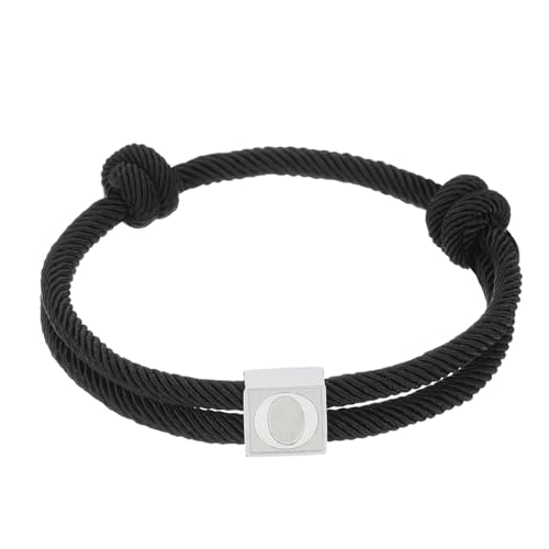 PATIKIL Seil Initial Armband, Buchstabe O Handgefertigtes Geflochtenes Armband Verstellbare Armbänder 26 Buchstaben A-Z mit Box für Männer Frauen Valentinstag Schmuck Geschenke, Schwarz von PATIKIL