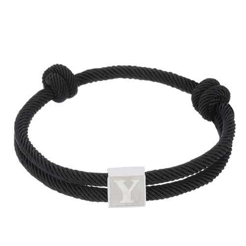 PATIKIL Seil Initial Armband, Buchstabe Y Handgefertigtes Geflochtenes Armband Verstellbare Armbänder 26 Buchstaben A-Z mit Box für Männer Frauen Valentinstag Schmuck Geschenke, Schwarz von PATIKIL