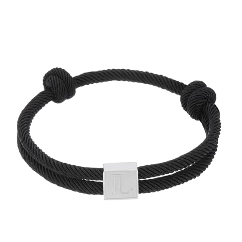 PATIKIL Seil Initial Armband, Buchstabe l Handgefertigtes Geflochtenes Armband aus Verstellbare Armbänder 26 Buchstaben A-Z mit Box für Männer Frauen Valentinstag Geschenke, Schwarz von PATIKIL