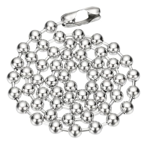 PATIKIL Silberfarbene Perlenkette, Titanstahl 8mm Perlenkette Y2K Punk Halskette für Frauen und Männer Schmuckgeschenk, Länge 65cm PATIKIL Silberfarbene Perlenkette, Titanstahl 8mm Perlenkette Y2K Punk Halskette für Frauen und Männer Schmuckgeschenk, Länge 65cm von PATIKIL
