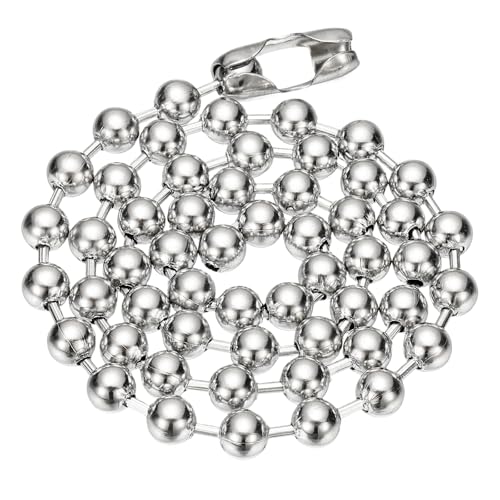 PATIKIL Silberfarbene Perlenkette, Titanstahl 8mm Perlenkugelkette Y2K Punk Halskette für Frauen und Männer Schmuckgeschenk, Länge 60cm PATIKIL Silberfarbene Perlenkette, Titanstahl 8mm Perlenkugelkette Y2K Punk Halskette für Frauen und Männer Schmuckgeschenk, Länge 60cm von PATIKIL