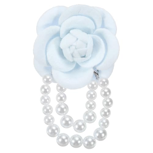 PATIKIL Stoff Kamelienblumen Broschen, elegante Perlenquasten Broschen Blumen Anstecker Armband Doppelnutzung für Damen Anzug Hut Kleid Hemd Krawatte Corsage, Grau von PATIKIL