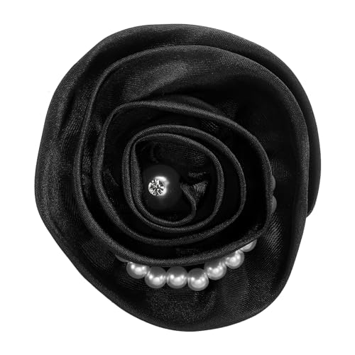 PATIKIL Stoffblumen Broschen Perlen Vintage Seidenblumen Broschen Elegante Blumenpins für Damen Hut Kleid Hemd Krawatte Corsage, Schwarz von PATIKIL