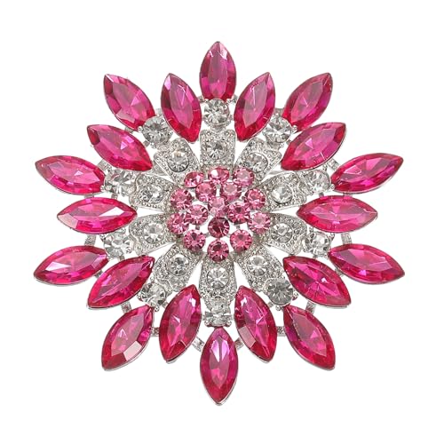PATIKIL Strass Blumenbroschen, Mode Strass Brosche, Pin Abzeichen kristall Vintage elegante Knofür Damen Kleid Bouquet Mantel Hut Tasche,Rosenrot von PATIKIL