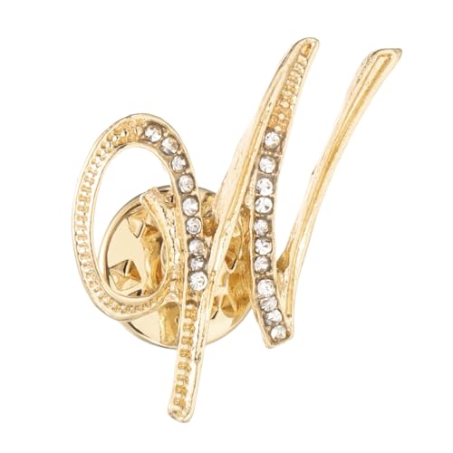 PATIKIL Strass Buchstaben Reversnadeln Initialen Alphabet Kragen Nadeln Buchstaben Broschen Für Frauen Männer Hemd Kleid Anzüge Mantel Kragen Goldton Buchstabe W von PATIKIL