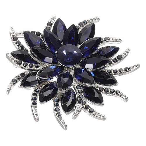 PATIKIL Strassblumenbroschenstifte, Mode Kristallblumenbroschenstift Reversnadeln für Damen Kleid Bouquet Mantel Hut Tasche Handwerk Party, Dunkelblau von PATIKIL