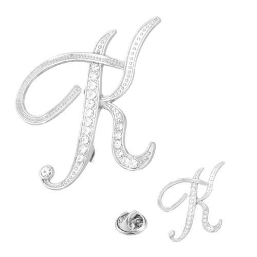 PATIKIL Brief Brosche Pins, 2 Größen Buchstaben K Strass Perle Broschen Set Metall Kristall Alphabet A-Z Reversnadel für Damen Schmuck Geschenk Anzug Kleidung Hut Kleid Mantel, Silberton von PATIKIL