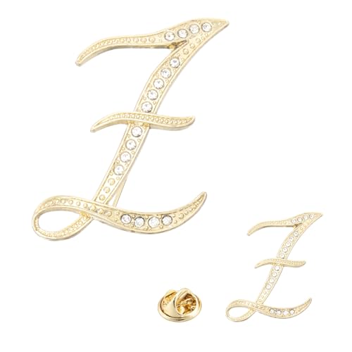 PATIKIL Brief Brosche Pins, 2 Größen Buchstaben Z Strass Perle Broschen Set Metall Kristall Alphabet A-Z Reversnadel für Damen Schmuck Geschenk Anzug Kleidung Hut Kleid Mantel, Goldton von PATIKIL