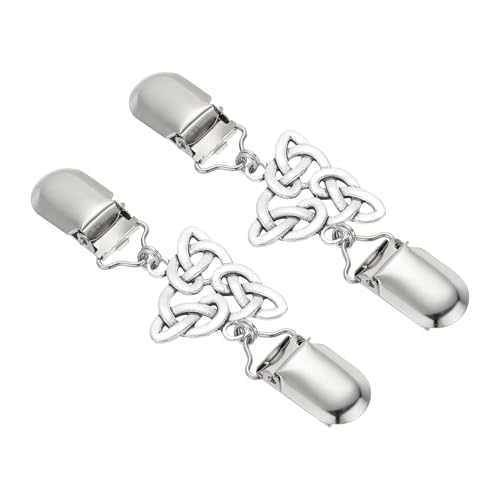 PATIKIL Sweater Clips, 2 Stück Legierung Vintage Schulterklammer Retro Cardigan Verschluss für Kleidung Schnallen Rücken Cinch Kragen Broschen und Anstecknadeln, Silber Stil 3 von PATIKIL