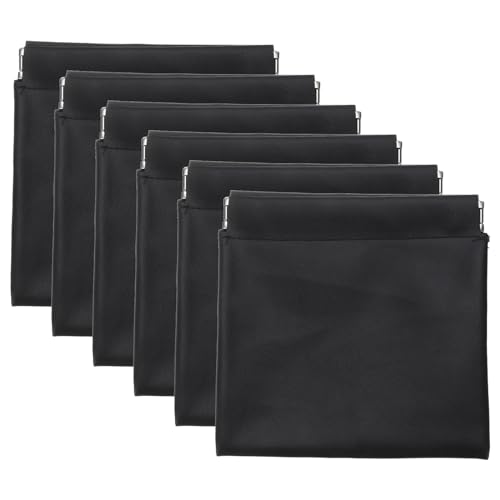 PATIKIL Taschen Kosmetik Tasche 6stk 5x5 Wasserdicht Mini PU Leder Schminke Tasche für Frauen Reise Kulturtasche Münz Beutel Kein Reißverschluss Selbstschließend Schwarz von PATIKIL