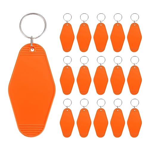 PATIKIL Vintage Motel Schlüsselkette 16 Pack Leere Hotel Schlüsselbänder Rhombus Retro Schlüssel Etikett für Basteln Handwerke Verzierung Rucksack Gepäck Anhänger Etiketten Orange von PATIKIL