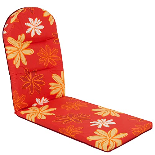 PATIO Liegenauflage Galaxy Plus 162 x 49 x 4/8 cm Liegestuhlauflage Stuhlauflage Sesselauflage Klappsessel Gartenmöbel Hochlehner profilierte ovale Kopfstütze gesteppt Blumenmuster rot orange von PATIO