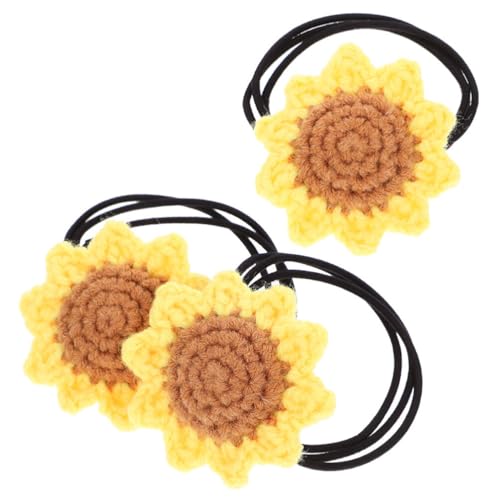 PATKAW 3St Haarschmuck Blumen-Haargummi für Dutt Haargummis Haarbänder Häkelnadel niedliche Haaraccessoires Haarring die Blumen Sonnenblume Geschenk Halter Grundschule von PATKAW