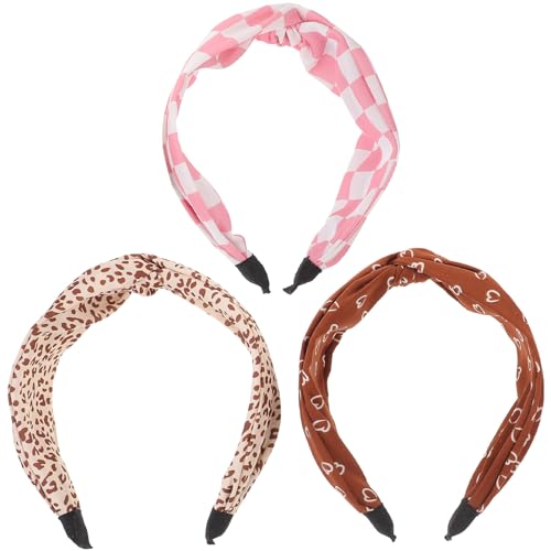 PATKAW 3St Stirnband rutschfester Kreuzturban breites Haarband hair-band halstuch damen deko Breiter Kopfschmuck für Frauen Stoffstirnbänder für Damen Jahrgang Schal von PATKAW