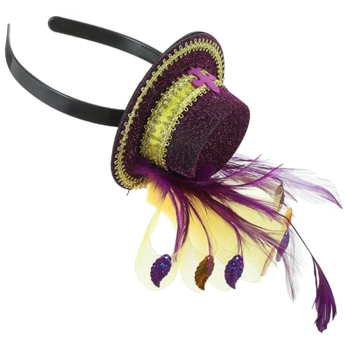 PATKAW Feder Stirnband fasching haarschmuck faschings haarschmuck Mardi Gras Federstirnband Karnevalsparty-Haar-Accessoire-Geschenk Zylinder Haargummi Hut-Stirnband Damen von PATKAW