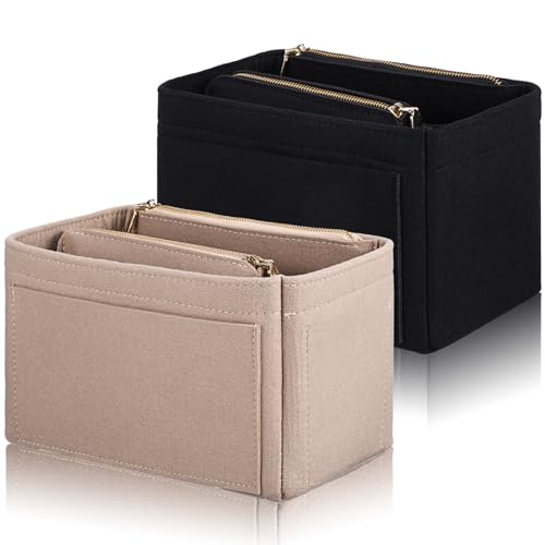 PATKAW Taschen-Organizer Aus Filz – 2-Teiliger Handtaschen-Organizer Handtaschen-Einsatz Für Taschen Tragetasche Mit Mehreren Fächern Taschen-Organizer-Einsatz Mit Reißverschluss von PATKAW