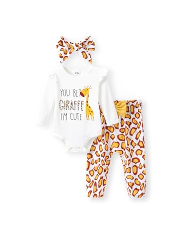 PATPAT Baby Kleidung Set - 3-Teilig: Langarm Strampler, Hose Mit Marienkäfermuster, Stirnband - Weihnachtsoutfit Für Mädchen 0-24 Monate, 55-89 cm von PATPAT