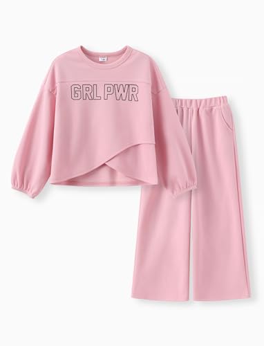 PATPAT Bekleidungssets Mädchen, Langarm T-Shirt Mädchen & Hosen Mädchen, Top Mädchen, Mädchen Kleidung, Activewear für Mädchen, Kinderkleidung Mädchen, Sport Geschenk für Mädchen 5-14 Jahre140-146cm von PATPAT