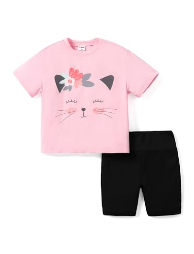 PATPAT Bekleidungssets Mädchen Kleidung Radlerhose Kinder, Kurzarm T-Shirt Top + Sport Radtrikot Leggings Shorts Trainingsanzug Mädchen, Teenager Activewear Party Sommer Geschenk 3–12 Jahre von PATPAT