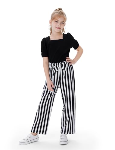 PATPAT Bekleidungssets Mädchen Kleidung Sommer, Geschenk Einschulung Schulanfang,Viereckiger Ausschnitt Kurzarm T-Shirt Kinder Mädchen, Hosen Mädchen Kinderkleider Set Teenager Outfits 3-12 Jahre von PATPAT