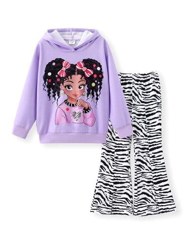 PATPAT Bekleidungssets für Mädchen - Kapuzenpullover Mädchen Hosen Mädchen Schlaghose, Haremshose - Kinderkleidung für Mädchen - Lange Ärmel Activewear und Hip Hop Outfits 11-12 Jahre 146-152cm von PATPAT