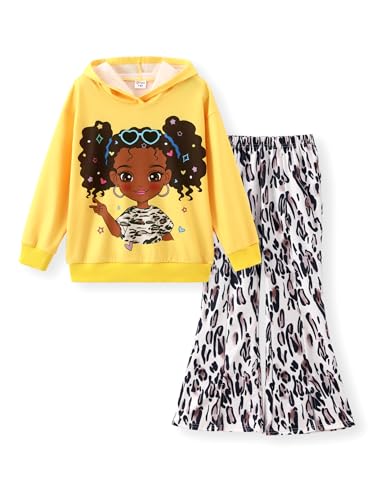 PATPAT Bekleidungssets für Mädchen - Kapuzenpullover Mädchen Hosen Mädchen Schlaghose, Haremshose - Kinderkleidung für Mädchen - Lange Ärmel Activewear und Hip Hop Outfits 9-10 Jahre 134-140cm von PATPAT