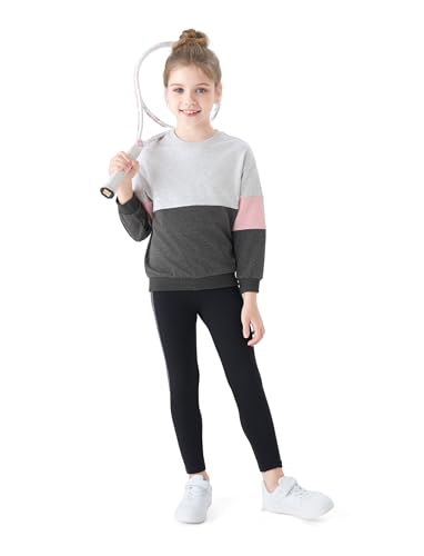 PATPAT Bekleidungssets für Mädchen: Teenager Sweatshirts mit Pants Set für Herbst Winter, Lässige Mode Kind Pullover Set Kinder Sport Geschenk, Graumelig 7-8 Jahre 122-128 CM von PATPAT