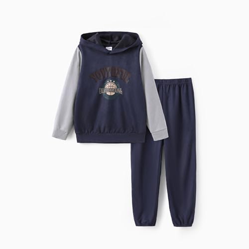 PATPAT Jungen Bekleidungssets für Jungen Splice + Print, Hosen & Tops & Kapuzenpullover, Kinder Jungen, Boys Outfits, Kinder Hose, Frühjahr & Herbst Geschenke 5-12 Jahre 11-12 Jahre 146-152 cm von PATPAT