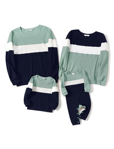 PATPAT Familien Outfit, Mutter Tochter Kleidung, Mommy and Me Partnerlook, T-Shirts, Baby Krabbelkleidung, für Fotoshootings, Reisepartys, FamilientreffenGrünDamenL von PATPAT