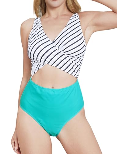 PATPAT Familien Outfit Bikini Set, Gestreift|Einteilig Zweiteilig Hawai Tropisch Strandbikini & Badehose, Badeanzüge für Mutter Tochter, Bademode Bikinislip für Paar Couple Damen L von PATPAT