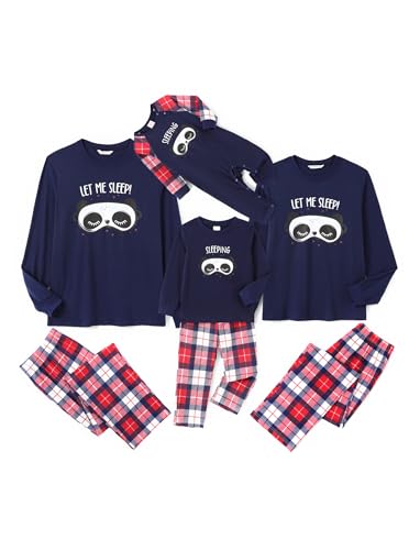 PATPAT Familien Outfit Pyjama Set, Schlafanzug Mutter Tochter Outfit, Mommy and Me Outfits, Family Outfit, Family Matching Outfits, Haustier-Kopftuch, Rot, HerrenL von PATPAT