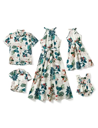 PATPAT Familien Outfit Set-Hawaii Neckholder- Partnerlook Mutter Tochter Kleid Kurzarm T-Shirt & Kind Kleider Mama Tochter Kleidung für Sommer & Herbst & Frühling/Baby - Mädchen 6-9 Monate von PATPAT