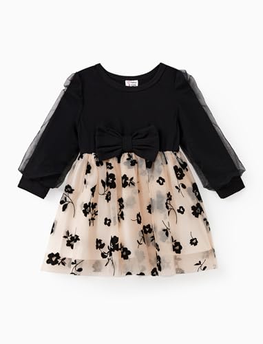PATPAT Familien Outfit Set Langarm - Partnerlook Mutter Tochter Kleid, Mama Kind Kleider Prinzessin Festlich, Eltern Kind, Family Matching Passende Outfits, Herbst & Frühling-Baby:6-9 Monate von PATPAT
