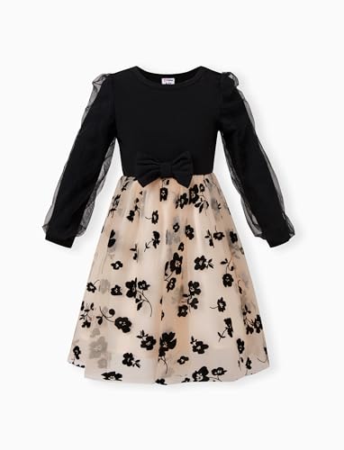 PATPAT Familien Outfit Set Langarm - Partnerlook Mutter Tochter Kleid,Mama Kind Kleider Prinzessin Festlich,Eltern Kind Outfit,Family Matching Passende Outfits,Herbst & Frühling-Mädchen:2 Jahre von PATPAT