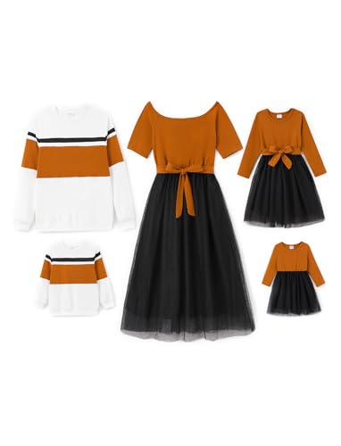 PATPAT Familien Outfit Set Langarm - Partnerlook Mutter Tochter Kleid Langarm T-Shirt & Mutter Kind Kleider Mama Tochter Kleidung für Herbst & Frühling, Braun, Herren: XXL PATPAT Familien Outfit Set Langarm - Partnerlook Mutter Tochter Kleid Langarm T-Shirt & Mutter Kind Kleider Mama Tochter Kleidung für Herbst & Frühling, Braun, Herren: XXL von PATPAT