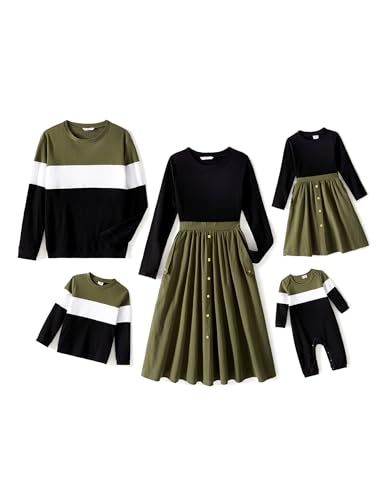 PATPAT Familien Outfit Set - Partnerlook Mutter Tochter Kleidung, Langarm T-Shirt & Mutter Kind Kleider Mama Tochter Kleidung für Herbst & Frühling/Herren, Farbblock, Mädchen: 8-9 Jahre PATPAT Familien Outfit Set - Partnerlook Mutter Tochter Kleidung, Langarm T-Shirt & Mutter Kind Kleider Mama Tochter Kleidung für Herbst & Frühling/Herren, Farbblock, Mädchen: 8-9 Jahre von PATPAT