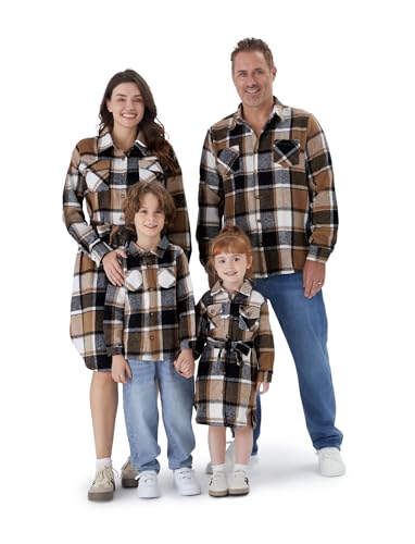 PATPAT Familienoutfit Set Langarm Gestreift Kleid+Shirt mit Taschen - Mutter Tochter Kleid - Mama Tochter Partnerlook - Family Mommy Me - Paarkleidung - Herbst Winter - Damen-S von PATPAT