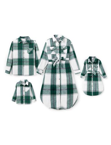 PATPAT Familienoutfit Set Langarm Gestreift Kleid+Shirt mit Taschen - Mutter Tochter Kleid - Mama Tochter Partnerlook - Family Mommy Me - Paarkleidung - Herbst Winter - Mädchen-2 Jahre von PATPAT