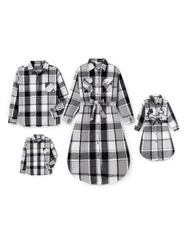 PATPAT Familienoutfit Set Langarm Gestreift Kleid+Shirt mit Taschen - Mutter Tochter Kleid - Mama Tochter Partnerlook - Family Mommy Me - Paarkleidung - Herbst Winter - Mädchen-2 Jahre von PATPAT