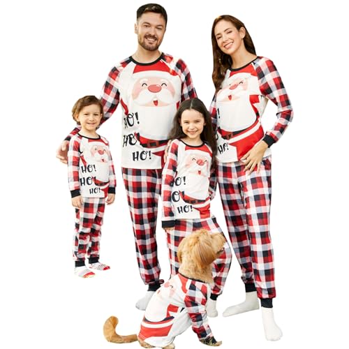 PATPAT Familienpassende Weihnachtspyjamas, Baum-, Schneeflocken- und Buchstabenmuster, Schlafanzug mit Langarm, Weihnachtsoutfits für die Familie FARBENBLOCK Damen: XL von PATPAT