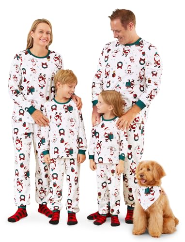 PATPAT Familienpassende Weihnachtspyjamas, Komplettset Schlafanzüge mit Weihnachtsbaum und Lebkuchenmann-Aufdruck, Langarm-Oberteil und Unterteil, Weihnachtsmann, Herren: L von PATPAT