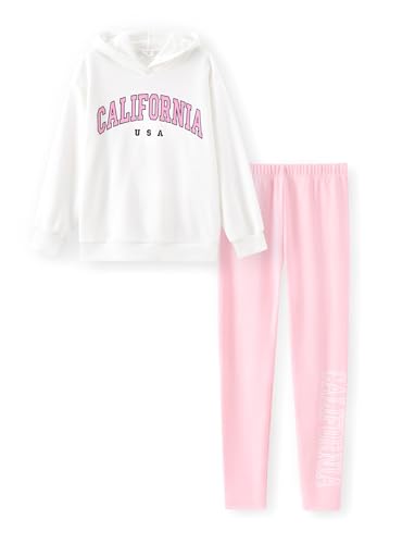 PATPAT Jogginganzug Mädchen Activewear Sets für Mädchen | Trainingsanzug Kinder, Kapuzenpullover + Hosen Mädchen | Sportkleidung Kinder Bekleidungssets Mädchen, Leggings Mädchen 10-11 Jahre 140-146cm von PATPAT