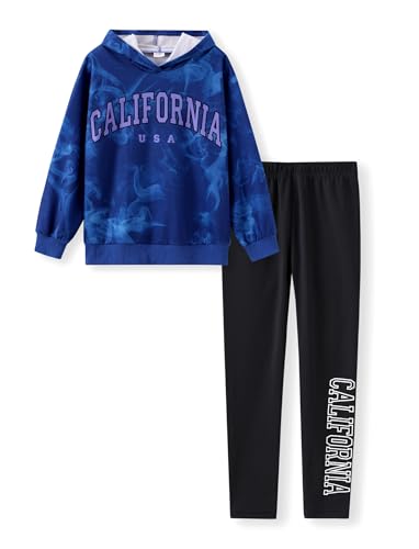 PATPAT Jogginganzug Mädchen, Activewear Sets für Mädchen mit Kapuzenpullover und Sportleggings Mädchen Lang | Leggings, Trainingsanzug Kinder, Weihnachtsgeschenke für Mädchen 5-14 Jahre 110-164 cm von PATPAT