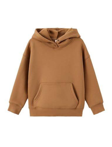 PATPAT Jungen Kapuzenpullover 6-12 Jahre-Weicher Fleece Winddichter Hoodie mit Tasche, Herbst Winter warm für Schule & Freizeit,Braun,6-7 Jahre von PATPAT